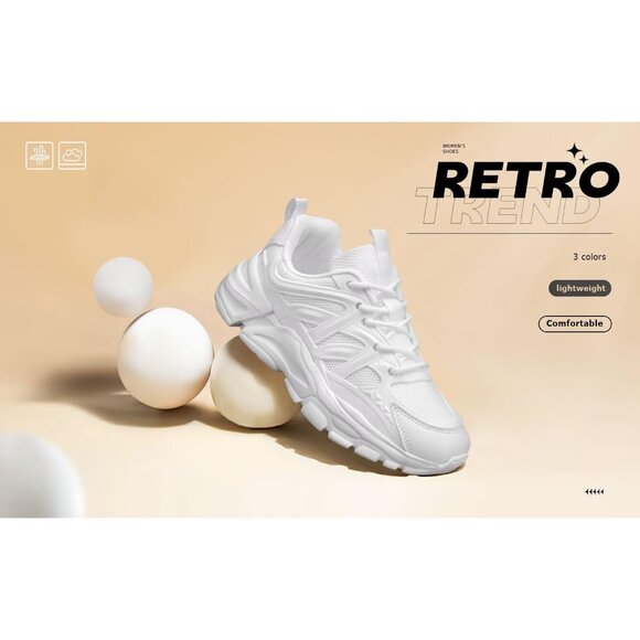 Women's White Slip-On Running Shoes Lightweight Mesh Walking Sneakers for Gym - Picture 2 of 7